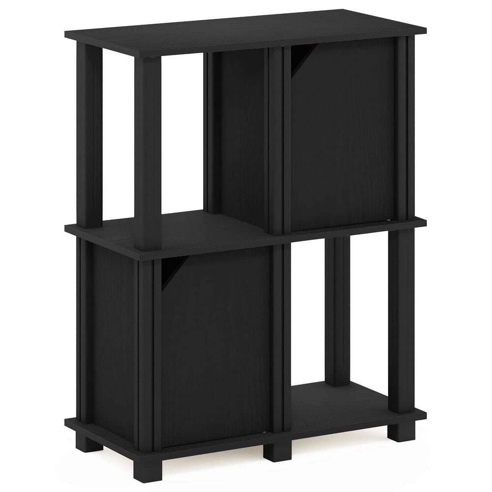 HOMLUX 3-Tier Storage Bookcase with Two Doors in Black Oak and Black, , large