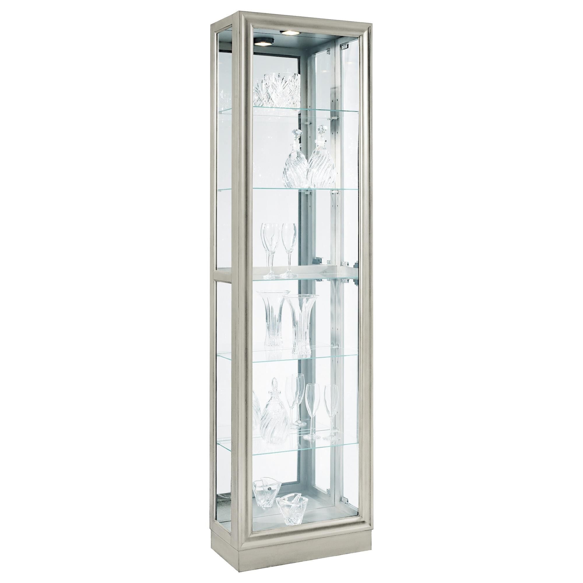 Chapel Hill 5 Shelf Curio Cabinet in Platinum Silver NFM