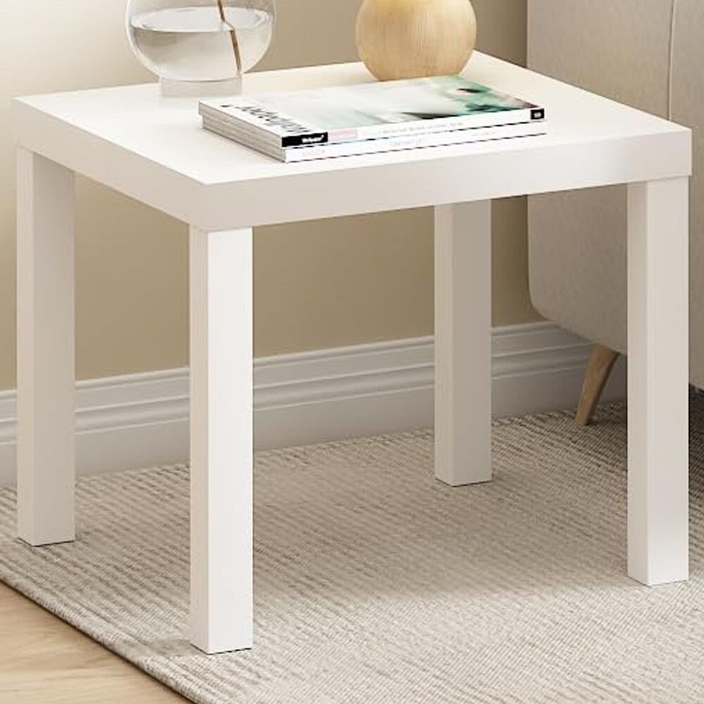 HOMLUX 20" Square Parsons Side Table in White, , large