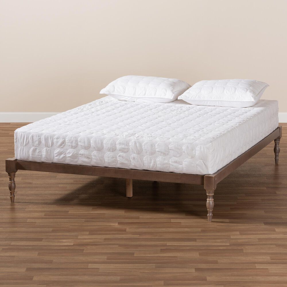 Baxton Studio Iseline Queen Platform Bed Frame in Antique Oak, , large