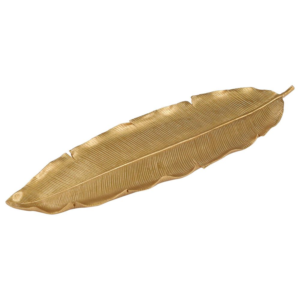 Sagebrook Home 20" Banana Leaf Tray in Gold, , large
