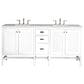 James Martin Vanities Addison 72" Double Bathroom Vanity in Glossy White with 3 cm Carrara White Marble Top and Rectangular Sinks, , large