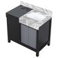 Lexora Home Zilara 36" Single Bathroom Vanity in Black and Grey with 11 cm Castle Grey Marble Top and Rectangular Sink, , large