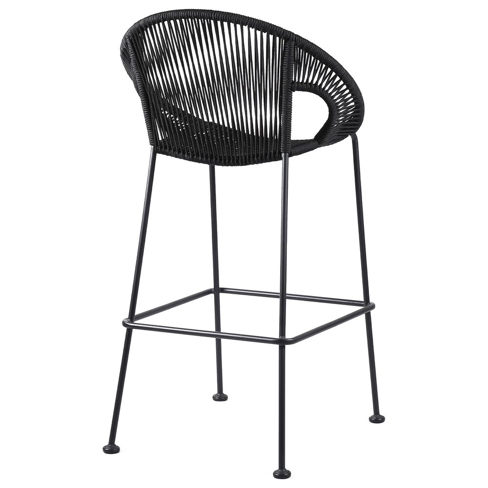 Armen Living Acapulco Patio Bar Stool in Black, , large