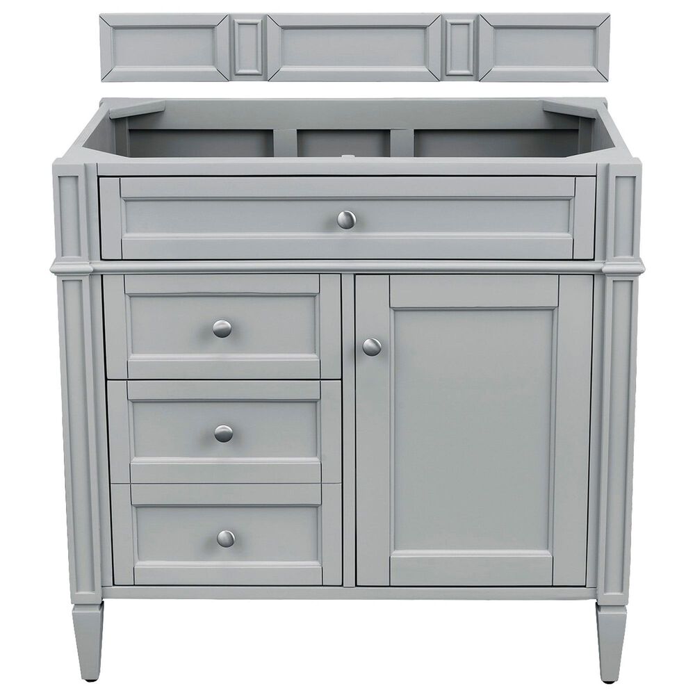 James Martin Vanities Brittany 36" Single Bathroom Vanity in Urban Gray with Single Hole 3 cm White Zeus Quartz Top and Rectangular Sink, , large