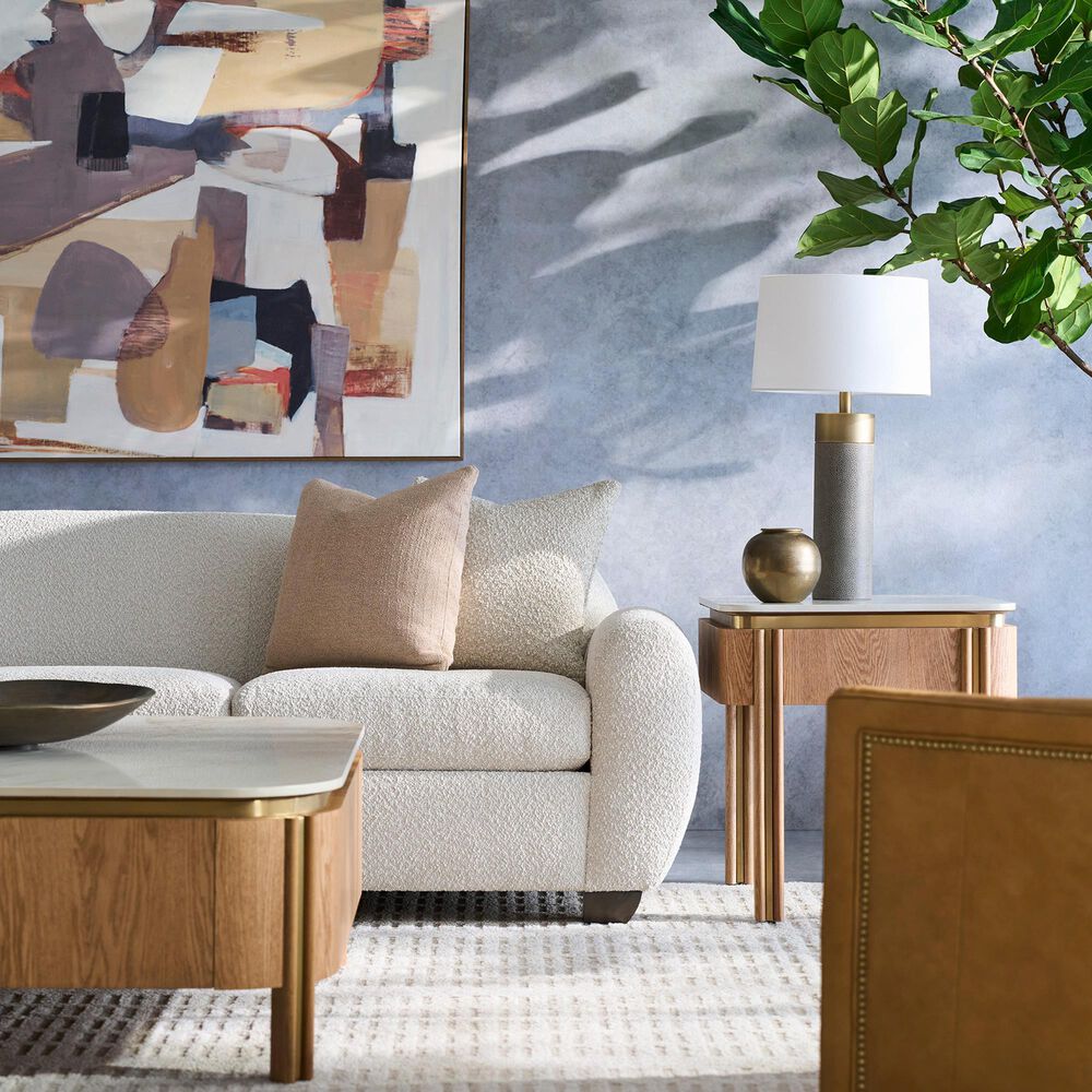 Fairfield Chair Portobello Square End Table in White, Light Brown and Brushed Brass, , large