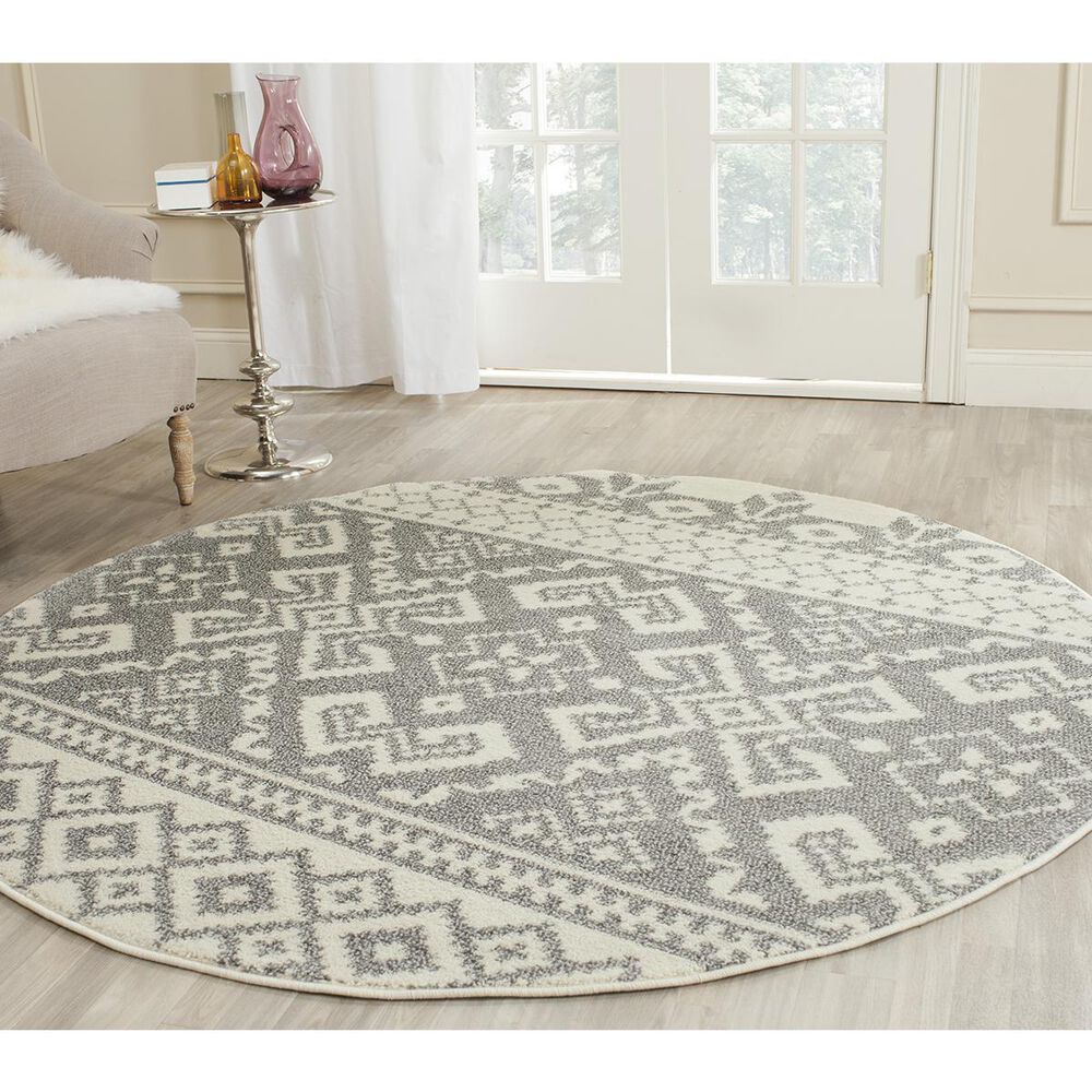 Safavieh Adirondack ADR107B-6R 6&#39; x 6&#39;  Ivory/Silver Round Rug, , large
