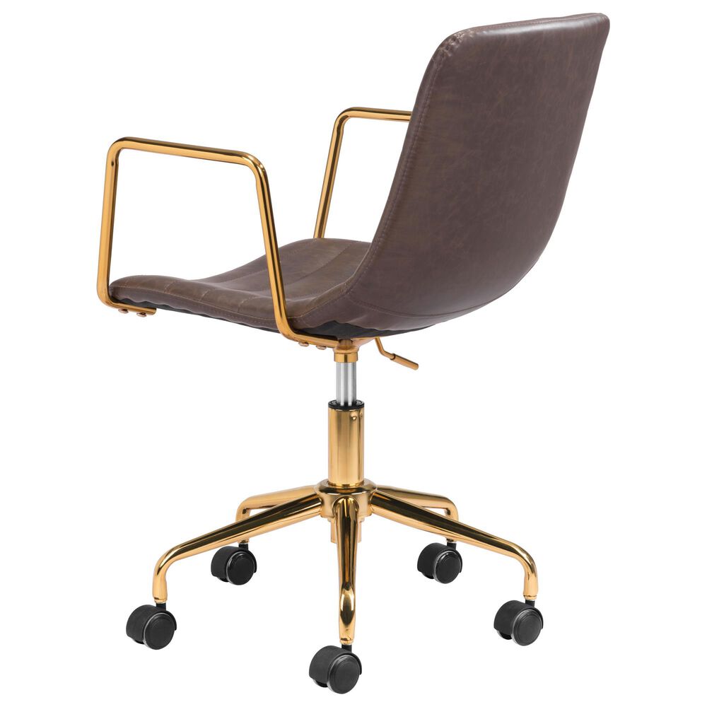 Zuo Modern Eric Office Chair in Brown and Gold, , large