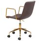 Zuo Modern Eric Office Chair in Brown and Gold, , large