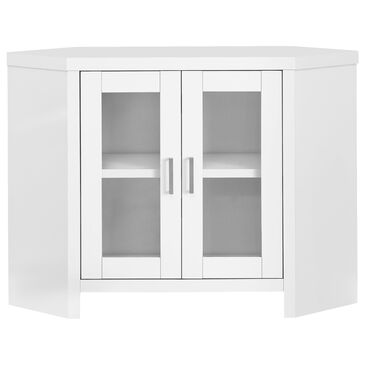 Monarch Specialties 42" 2-Door Corner TV Stand in White, , large