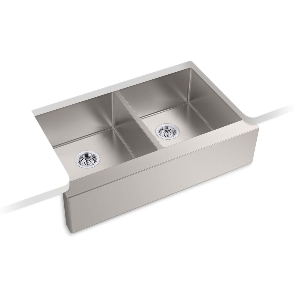 Kohler Strive 35.5" Undermount Double Bowl Kitchen Sinks with Accessories in Stainless Steel, , large
