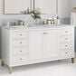 James Martin Vanities Chicago 60" Double Bathroom Vanity in Glossy White with 3 cm Eternal Jasmine Pearl Quartz Top and Rectangular Sinks, , large