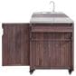HOMLUX 75.4" Outdoor Kitchen Island with Sink, Solid Wood Outdoor Grill Cart for XL Green Egg Grills, Rolling Outdoor Bar Cart with Stainless Steel Top, for Pizza Prep & BBQ, Brown, , large