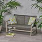 Hearth and Haven Hampton Outdoor Wicker Loveseat with Wooden Frame in Grey, , large