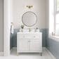 James Martin Vanities Chicago 36" Single Bathroom Vanity in Glossy White with Single Hole 3 cm White Zeus Quartz Top and Rectangular Sink, , large