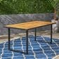 Hearth and Haven Outdoor 70 Inch Dining Table with Wood Top and Sled Base in Teak and Black, , large