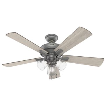 Hunter Crestfield 52" Pull Chain Ceiling Fan with LED Lights in Matte Silver, , large