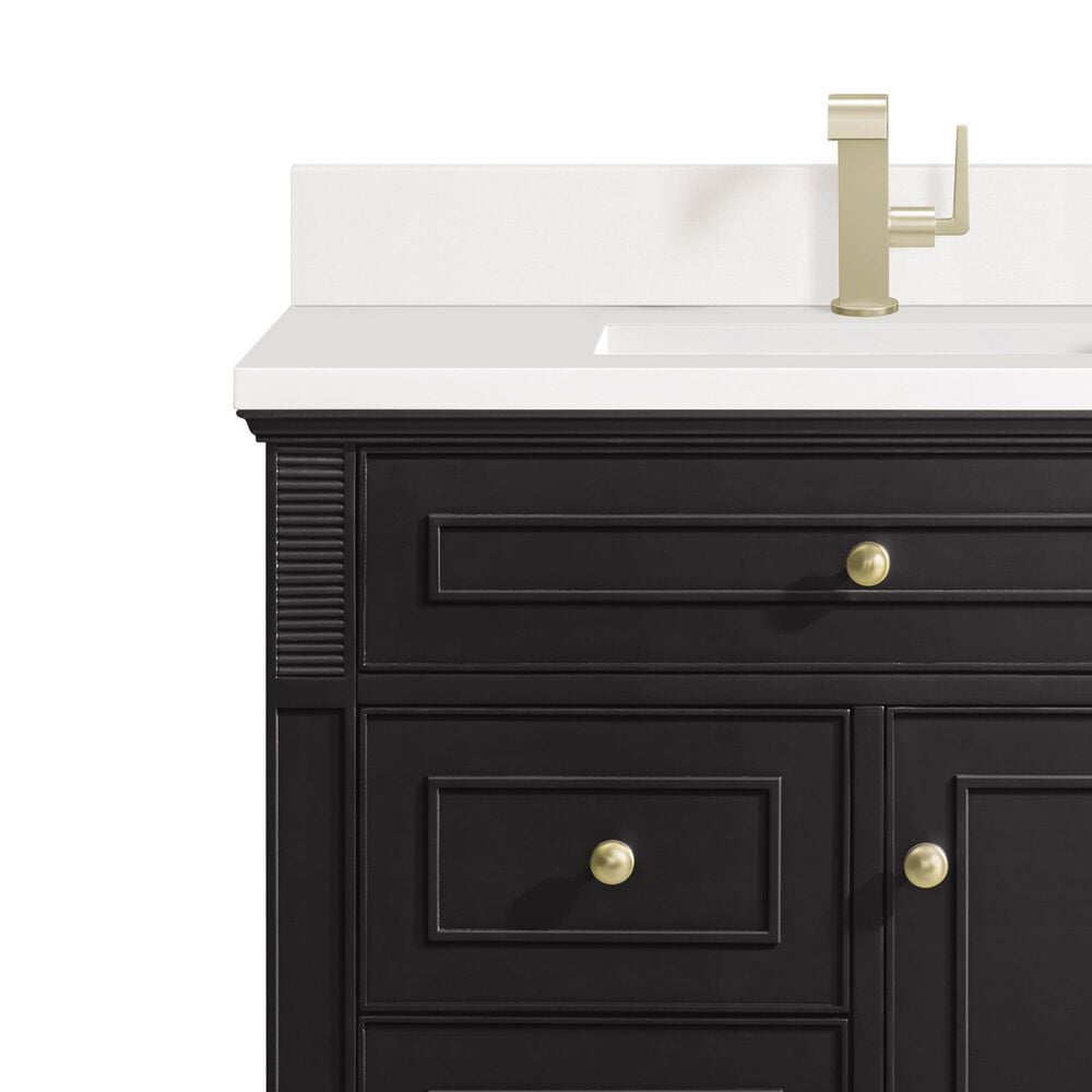 James Martin Vanities Lorelai 36&quot; Single Vanity in Black Onyx with Single Hole 3 cm White Zeus Quartz Top &amp; Backsplash, , large