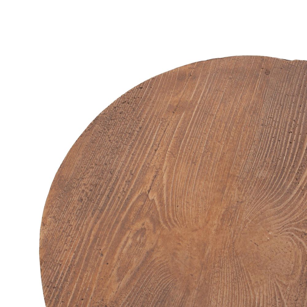 Hearth and Haven Iris Outdoor Round Side Table with 3 Cylindrical Legs in Brown, , large