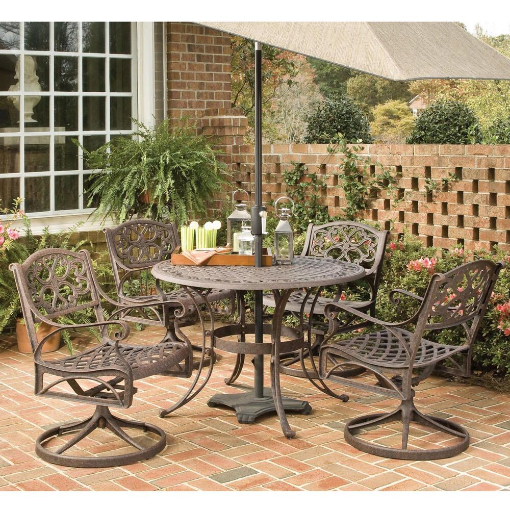 Homestyles Sanibel 5-Piece 42 in Dining Set with Four Swivel Chairs in Brown, , large