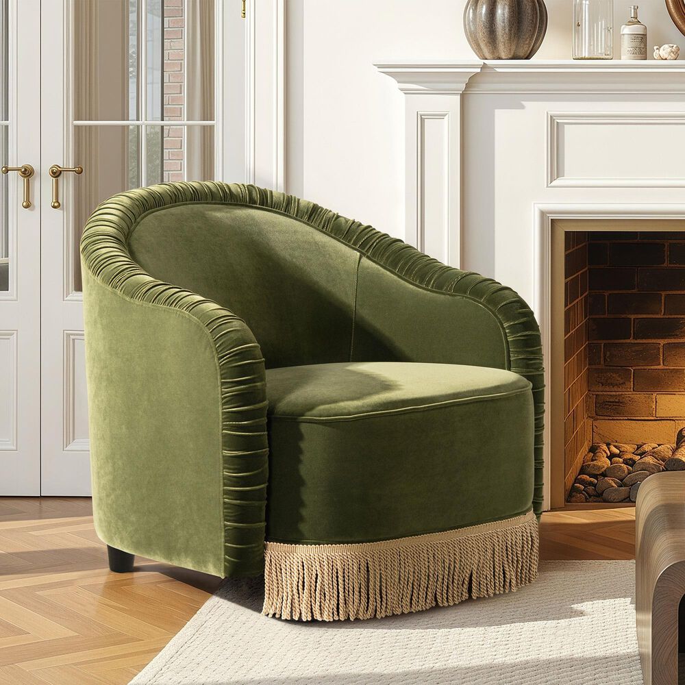 Jennifer Taylor Home Serena Barrel Accent Chair in Olive Green, , large