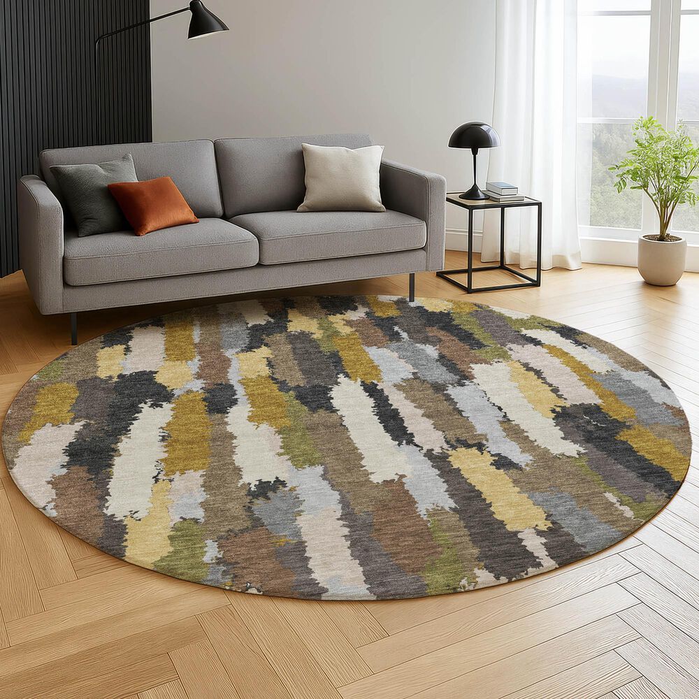 Dalyn Rug Company Kenner KN6 Black 8' Round Area Rug, , large