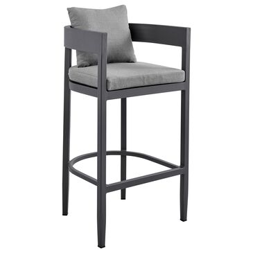 Armen Living Menorca Patio Bar Stool in Dark Gray, , large