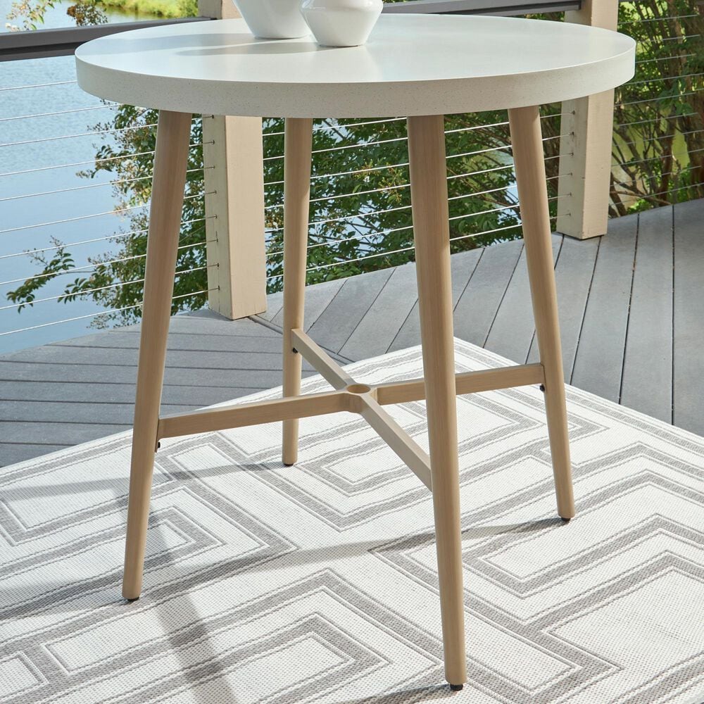Ashley Seton Creek Patio Round Bar Table in Beige, , large