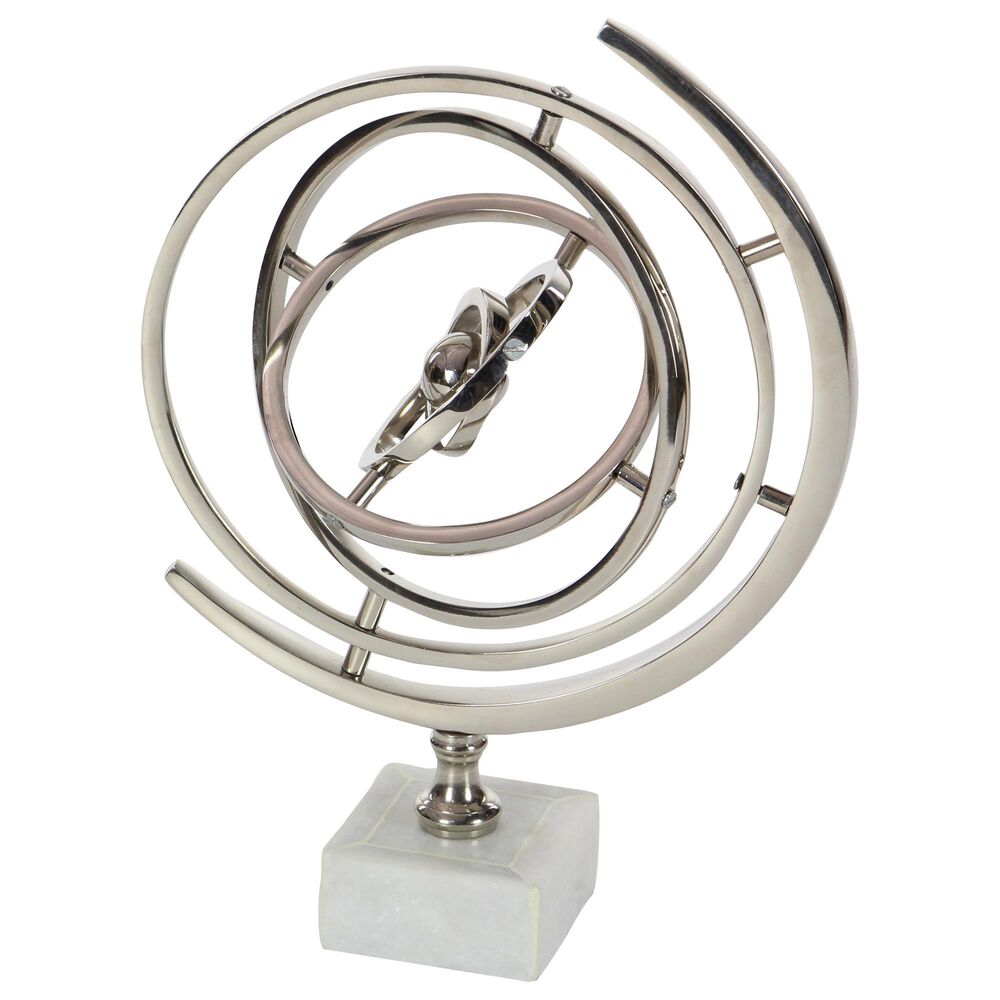 Maple and Jade 7" x 13" Glam Aluminum Globe in Silver, , large