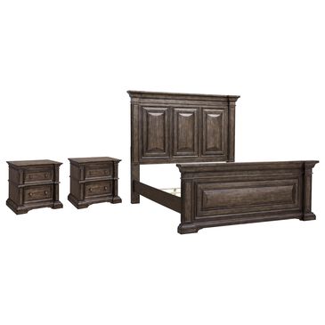 Chapel Hill Queen Bed and Two Nightstands in Brown, , large