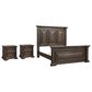 Chapel Hill Queen Bed and Two Nightstands in Brown, , large