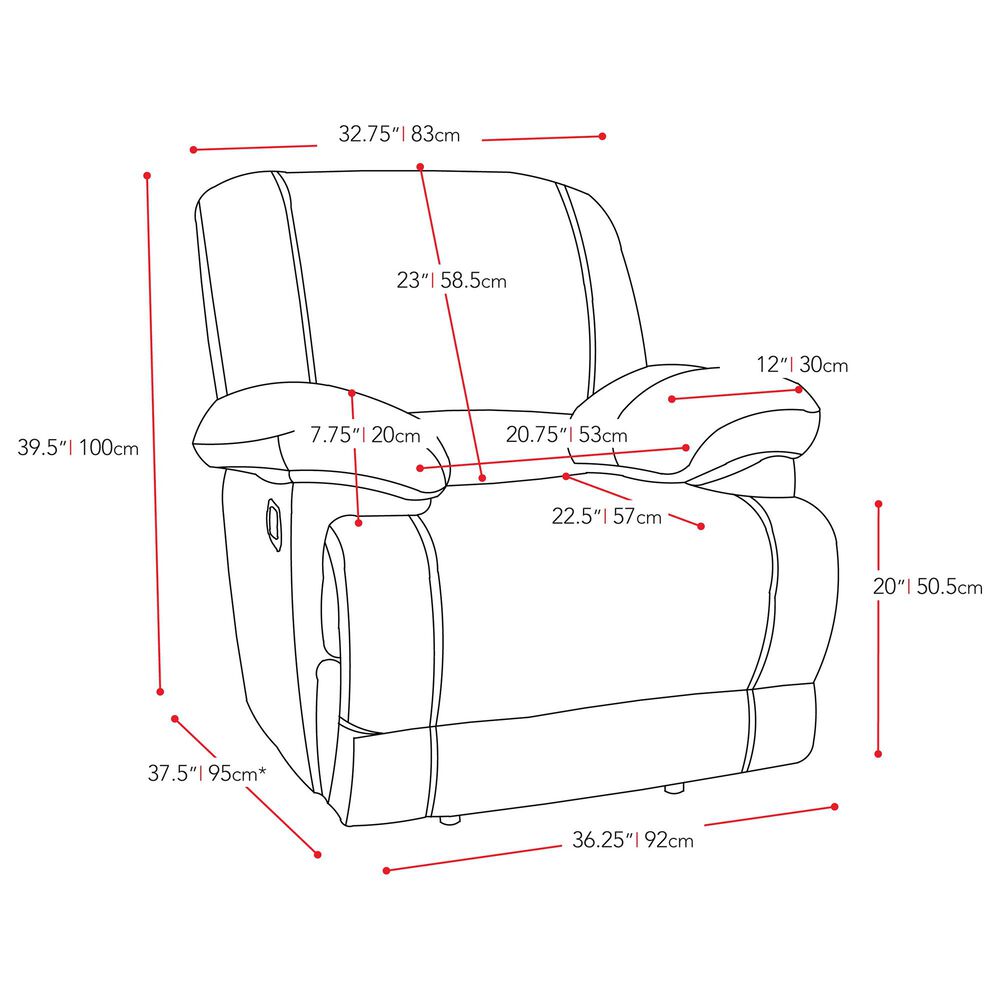 CorLiving Lea Recliner in Beige Fabric, , large