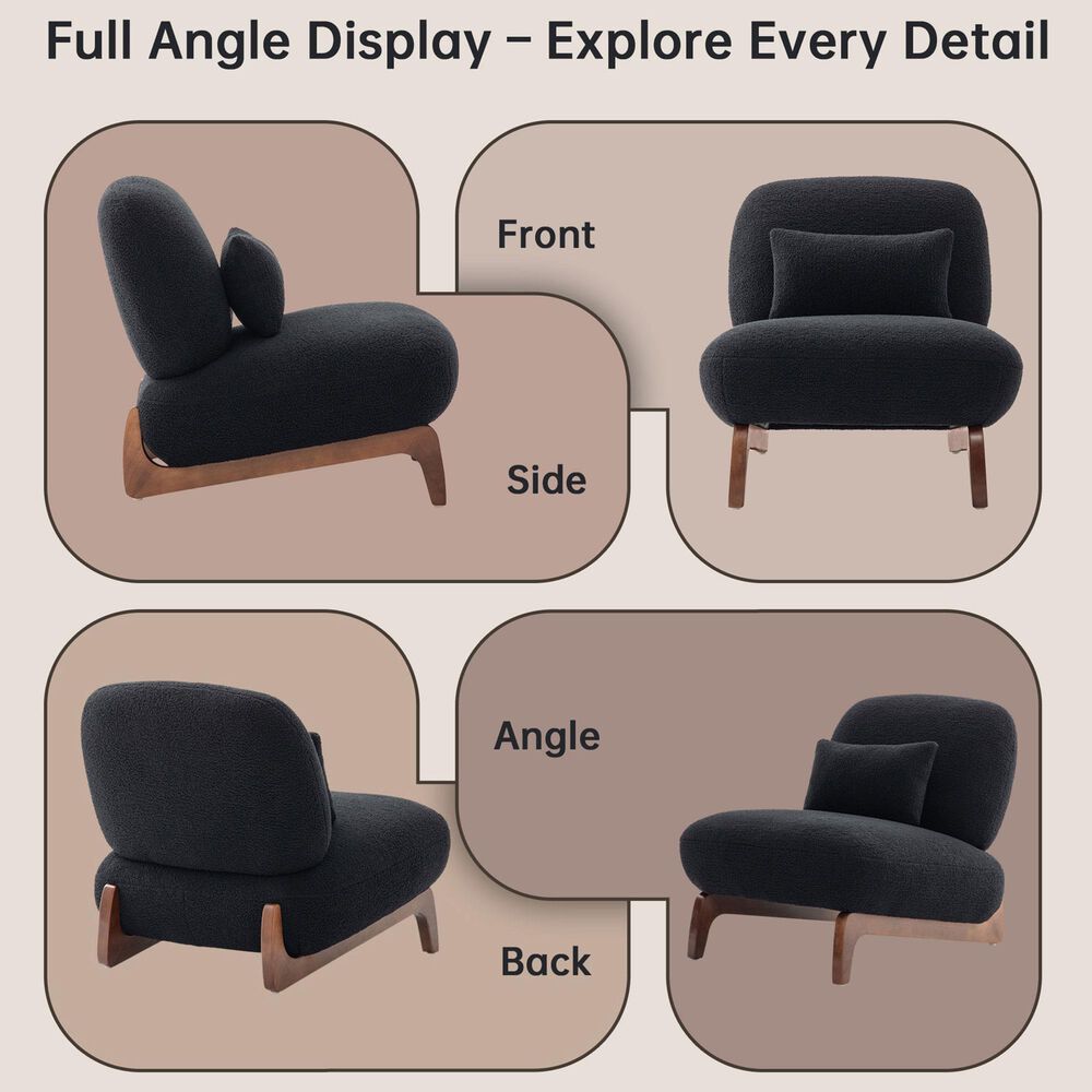 Morden Fort Cloud Boucle Armless Chair in Black, , large