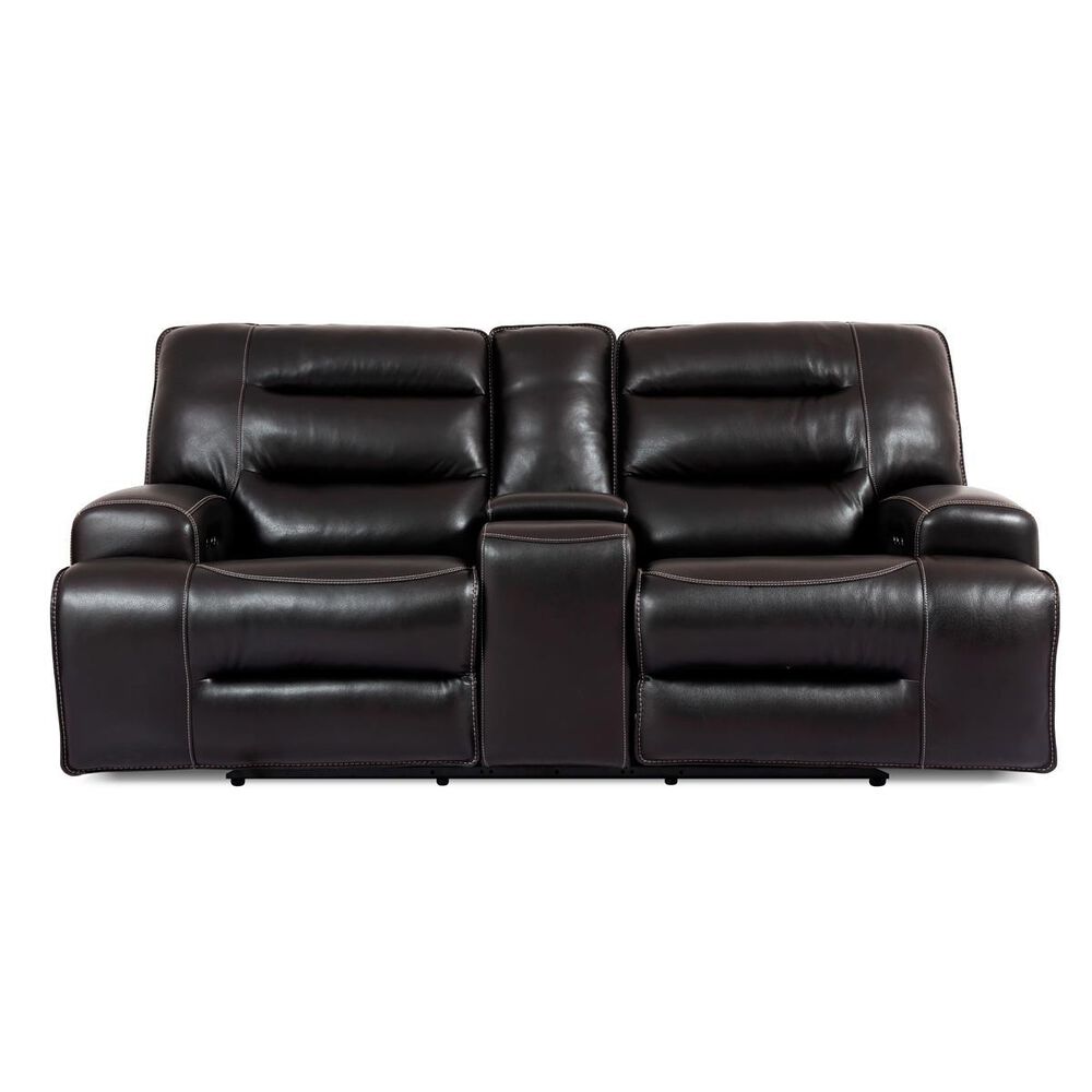 Oxford Furniture Power Console Loveseat with Power Headrest in Softee Blackberry, , large
