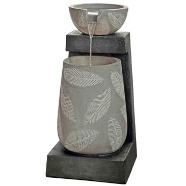 Alfresco Home Follia Resin Fountain with Lights in Gray, , large