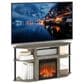 HOMLUX 47" Corner TV Stand with Electric Fireplace in French Oak Grey and Black, , large