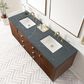 James Martin Vanities Amberly 72" Double Bathroom Vanity in Mid-Century Walnut with 3 cm Parisien Bleu Quartz Top and Rectangular Sinks, , large