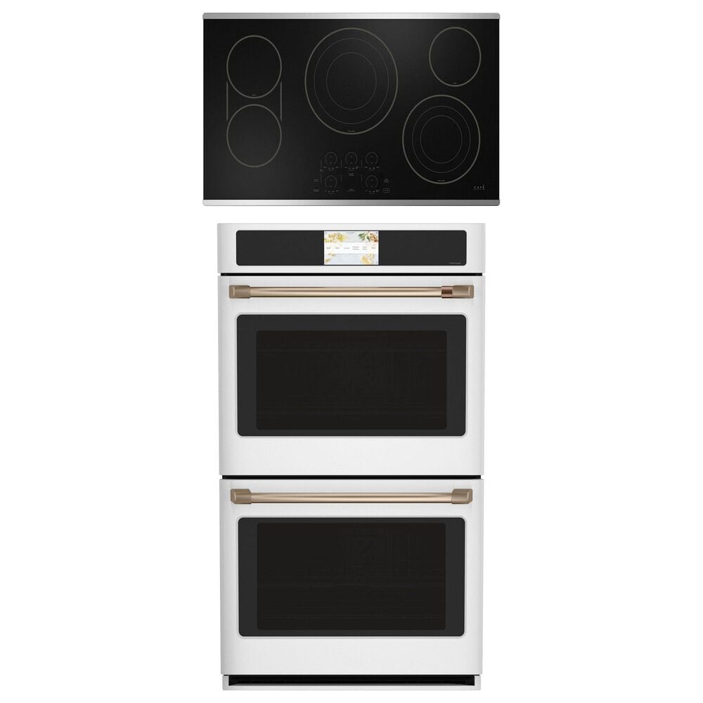 Cafe 2-Piece Kitchen Package with Matte White 30" Smart Built-In Convection Double Wall Oven and Stainless Steel 36" Electric Cooktop, , large