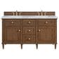 James Martin Vanities Lorelai 60" Double Vanity in Mid-Century Walnut with 3 cm Carrara White Marble Top, , large