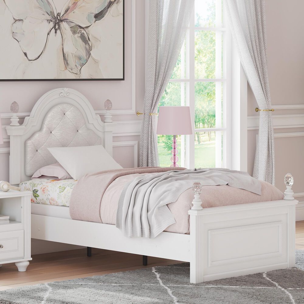 Ashley Kozlani Twin Upholstered Panel Bed in Matte White, , large