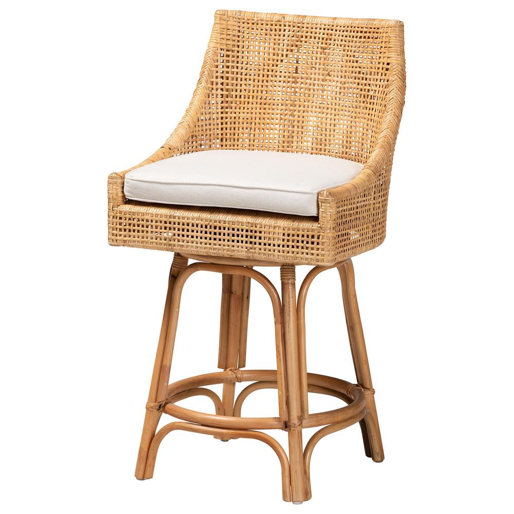 Baxton Studio Bella Swivel Counter Stool in Natural Brown, , large