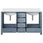 Lexora Home Jacques 60" Double Bathroom Vanity in Dark Grey with 2 cm White Cultured Marble Top and Rectangular Sinks, , large