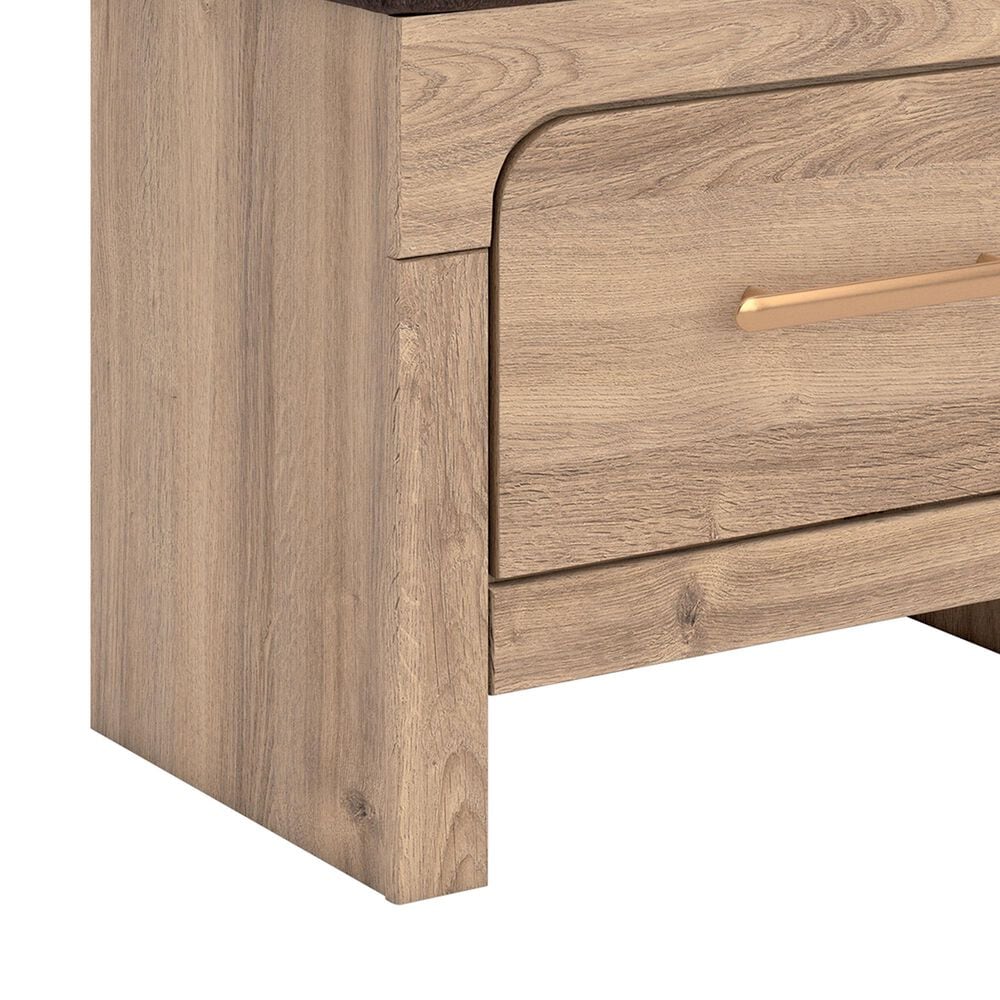 Ashley Kinlanni Storage Bench with Brown Cushion in Tan, , large