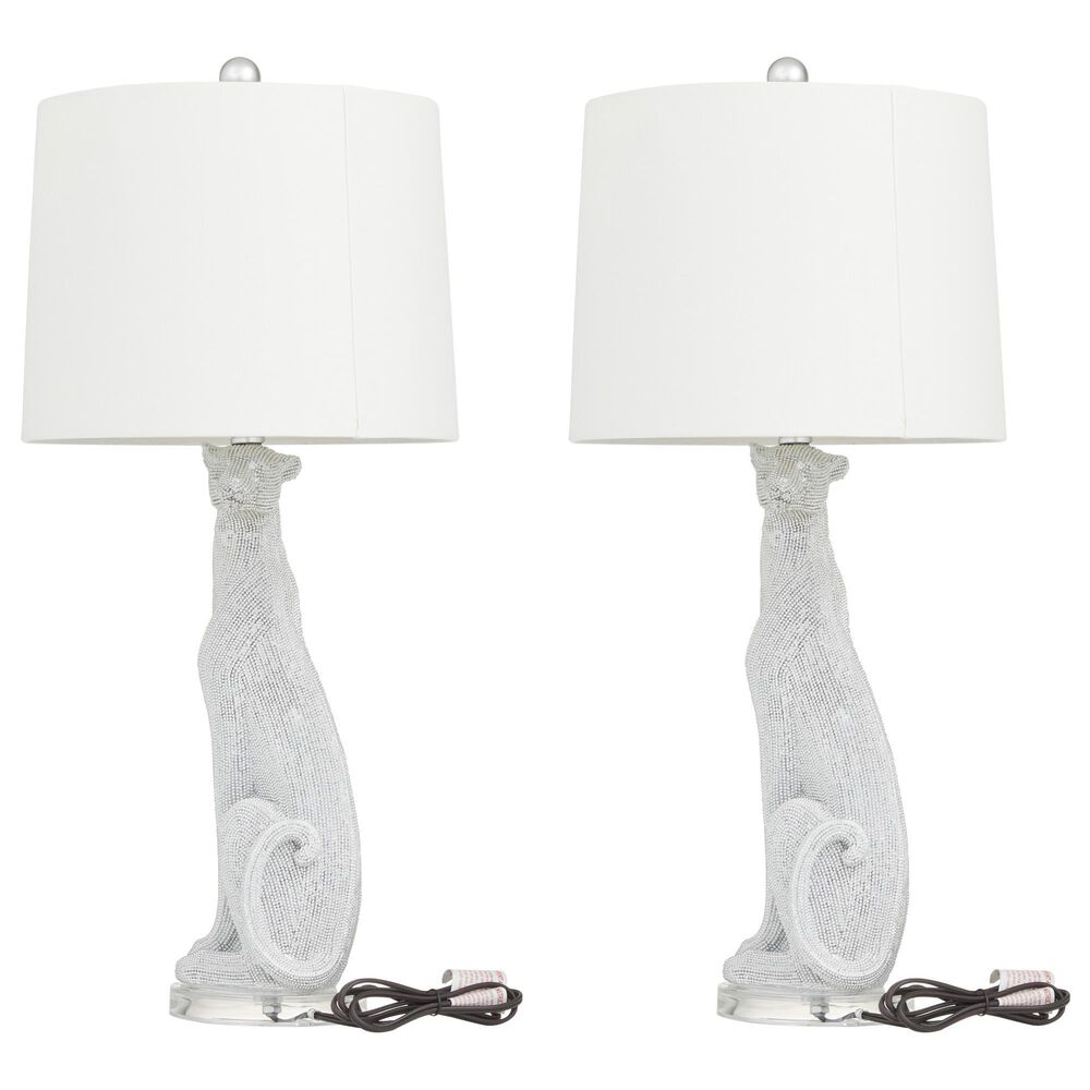 Maple and Jade Polystone Glam Table Lamp in White, , large