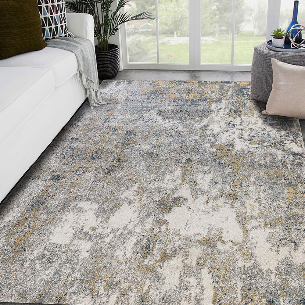 Amer Rugs Yasmin 9&#39; x 13&#39; Yellow and Blue Area Rug, , large