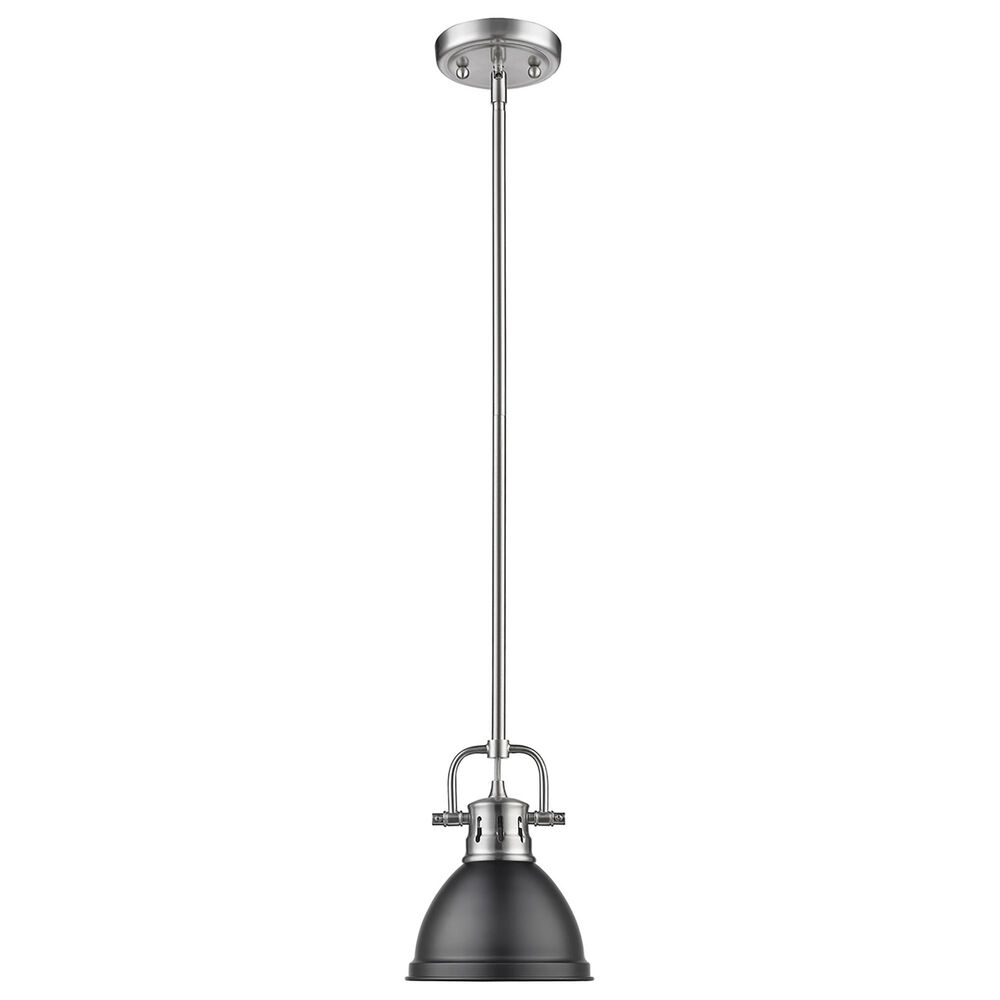 Golden Lighting Duncan Mini Pendant in Matte Black with Rod in Pewter, , large