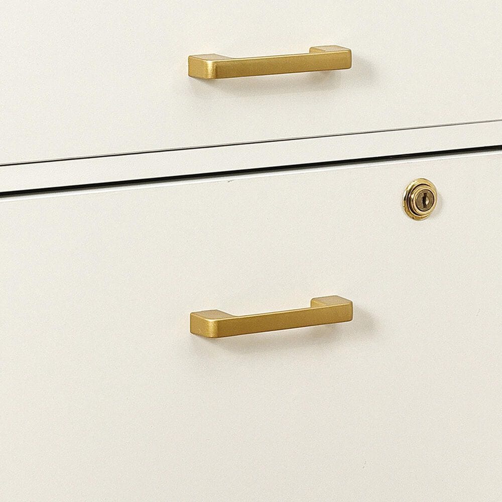 Rta Products Llc Modern Rolling File Cabinet with USB Charging Ports and Power Outlet in White and Gold, , large