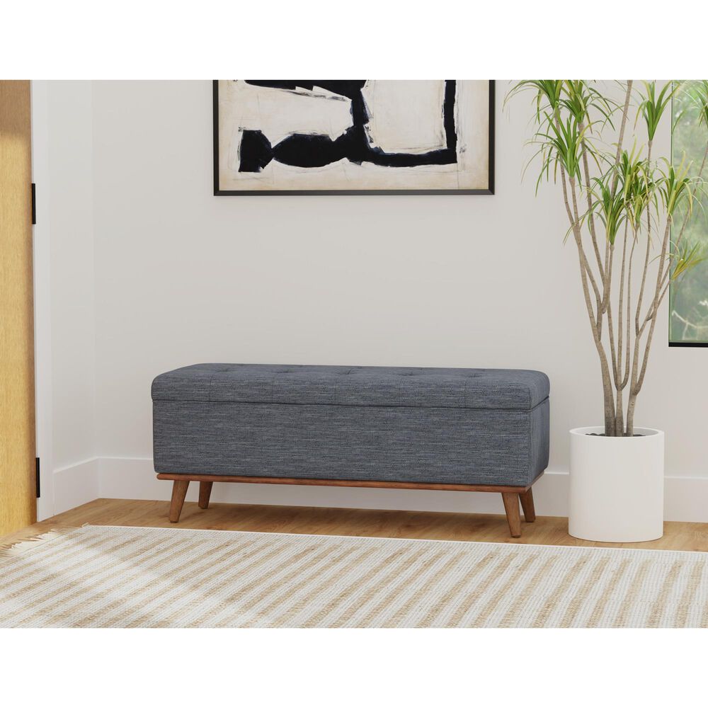 Emerald Home Furnishings Rory Storage Bench in Dark Walnut, , large