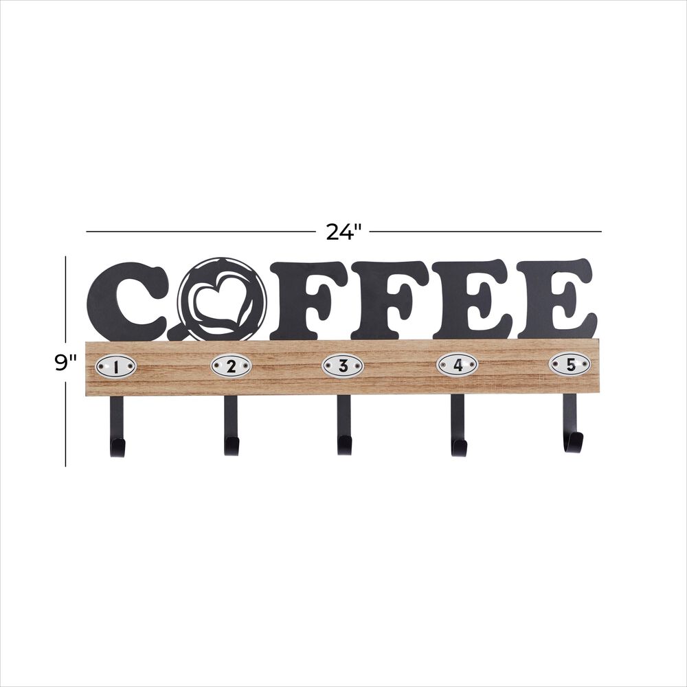 Maple and Jade Farmhouse &quot;Coffee&quot; Wall Hook in Brown, , large