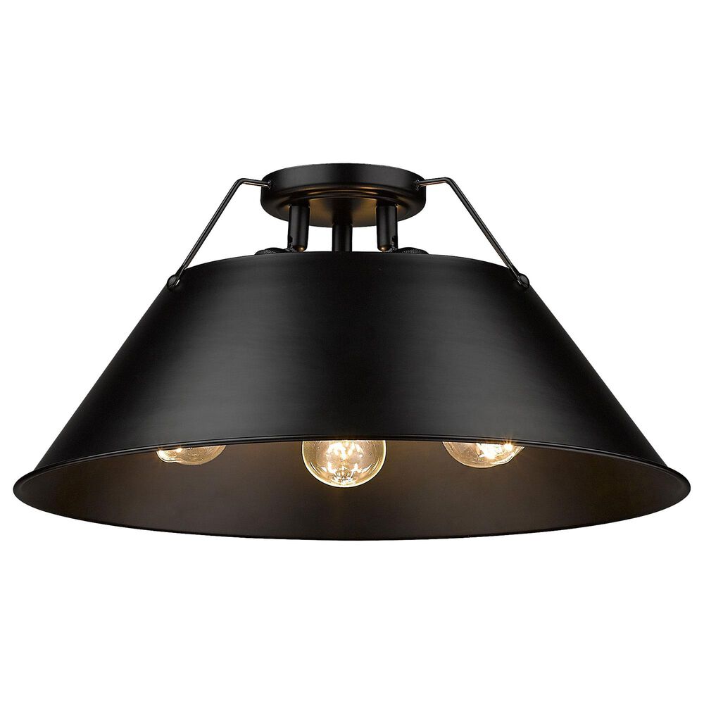 Golden Lighting Orwell 3-Light Flush Mount in Matte Black, , large